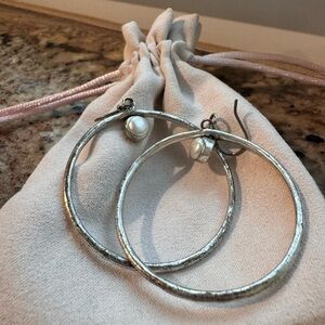 Antique Pearl Hoop Earrings